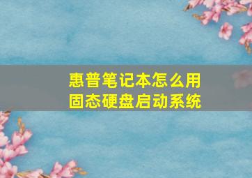 惠普笔记本怎么用固态硬盘启动系统