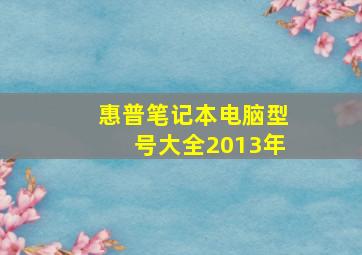 惠普笔记本电脑型号大全2013年