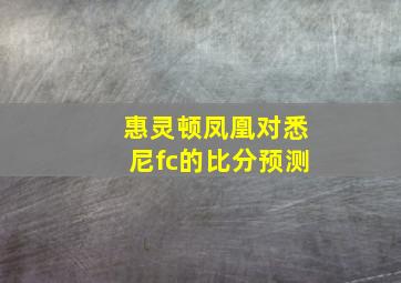 惠灵顿凤凰对悉尼fc的比分预测