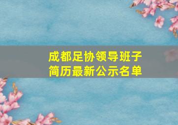 成都足协领导班子简历最新公示名单