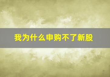 我为什么申购不了新股