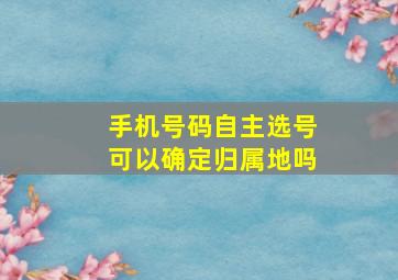 手机号码自主选号可以确定归属地吗