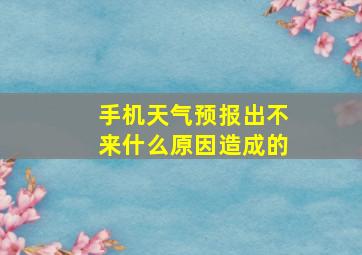 手机天气预报出不来什么原因造成的