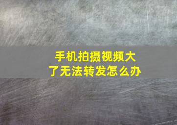 手机拍摄视频大了无法转发怎么办