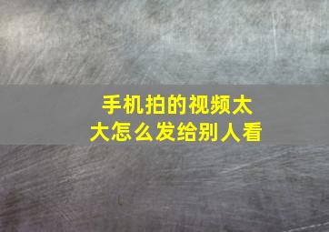 手机拍的视频太大怎么发给别人看