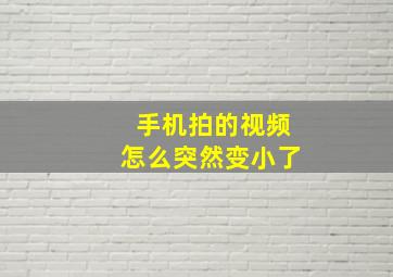 手机拍的视频怎么突然变小了