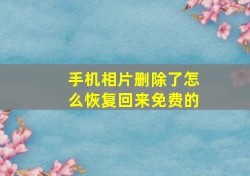 手机相片删除了怎么恢复回来免费的