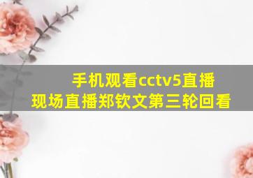 手机观看cctv5直播现场直播郑钦文第三轮回看