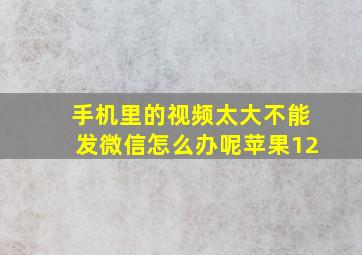 手机里的视频太大不能发微信怎么办呢苹果12