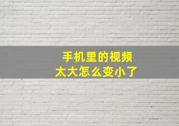 手机里的视频太大怎么变小了