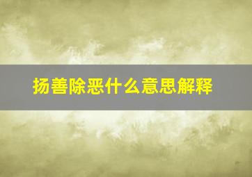 扬善除恶什么意思解释