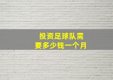 投资足球队需要多少钱一个月