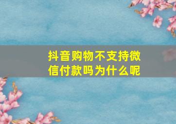 抖音购物不支持微信付款吗为什么呢