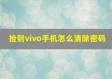 捡到vivo手机怎么清除密码