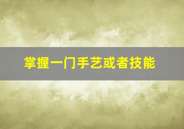 掌握一门手艺或者技能