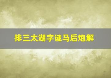 排三太湖字谜马后炮解