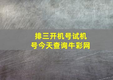 排三开机号试机号今天查询牛彩网