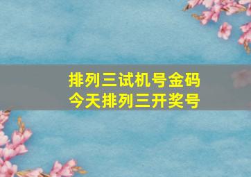 排列三试机号金码今天排列三开奖号