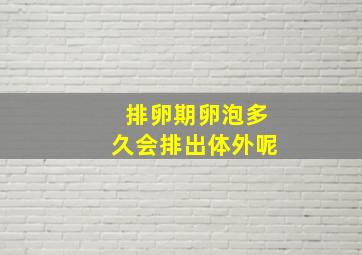 排卵期卵泡多久会排出体外呢