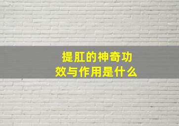 提肛的神奇功效与作用是什么