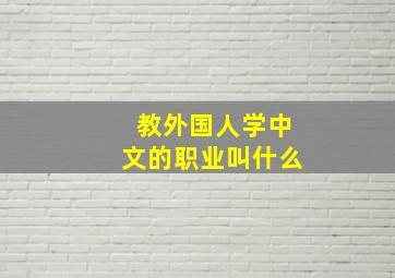 教外国人学中文的职业叫什么