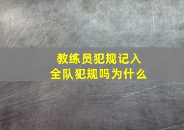 教练员犯规记入全队犯规吗为什么