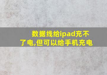 数据线给ipad充不了电,但可以给手机充电