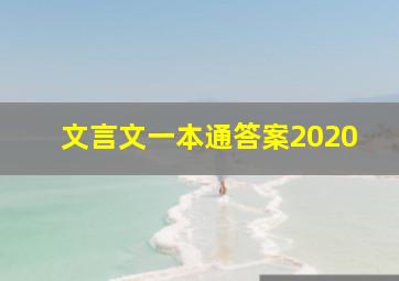 文言文一本通答案2020