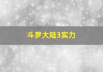 斗罗大陆3实力