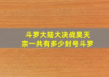 斗罗大陆大决战昊天宗一共有多少封号斗罗