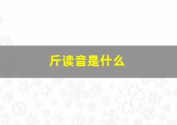 斤读音是什么