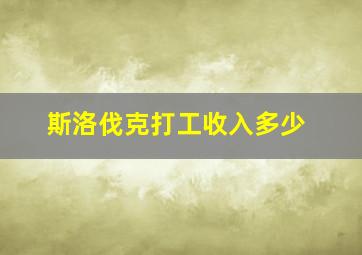 斯洛伐克打工收入多少