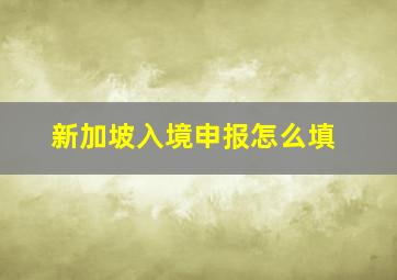 新加坡入境申报怎么填