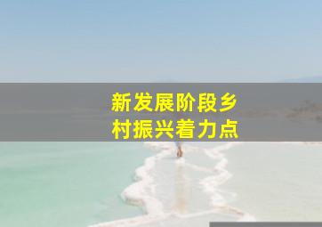 新发展阶段乡村振兴着力点