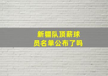 新疆队顶薪球员名单公布了吗