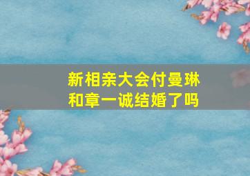 新相亲大会付曼琳和章一诚结婚了吗