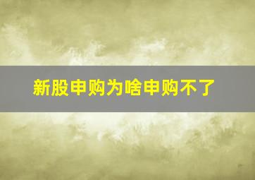 新股申购为啥申购不了