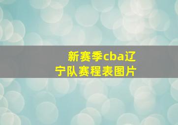 新赛季cba辽宁队赛程表图片