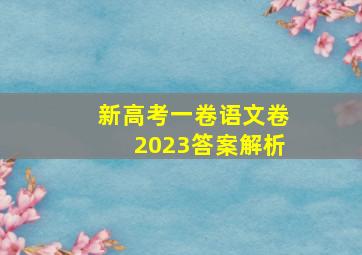 新高考一卷语文卷2023答案解析