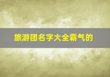 旅游团名字大全霸气的