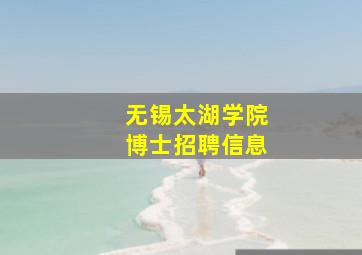 无锡太湖学院博士招聘信息