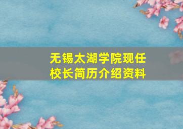 无锡太湖学院现任校长简历介绍资料