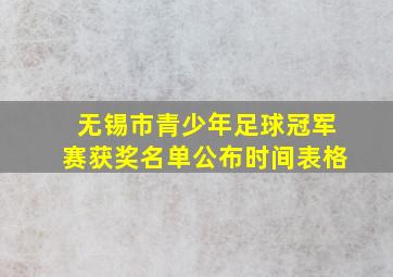 无锡市青少年足球冠军赛获奖名单公布时间表格