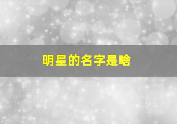 明星的名字是啥