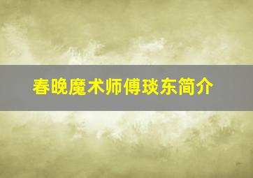 春晚魔术师傅琰东简介