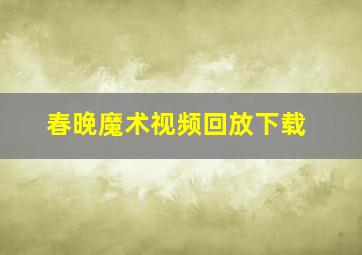 春晚魔术视频回放下载