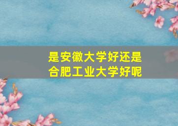 是安徽大学好还是合肥工业大学好呢