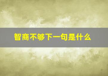 智商不够下一句是什么