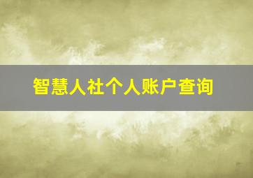 智慧人社个人账户查询