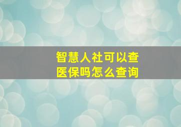 智慧人社可以查医保吗怎么查询